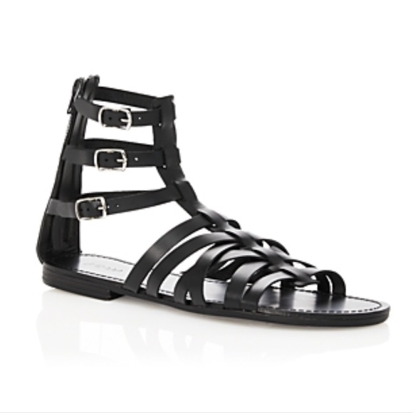 Aqua Strappy Black Gladiator Leather Sandals Sz 8.5 NWOT - Picture 2 of 10